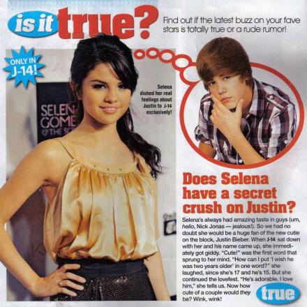 justin bieber 14 years old. When J-14asked Selena about